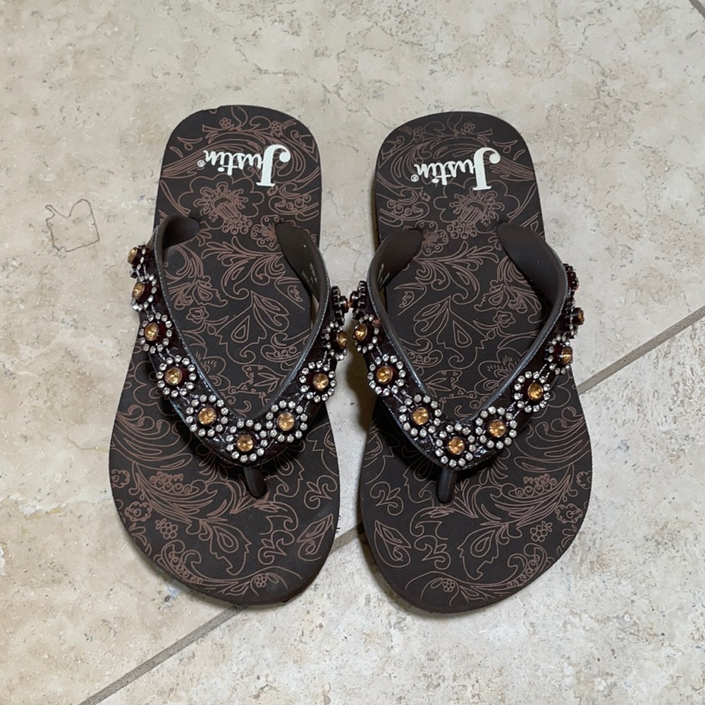 Girls Justin flip flops